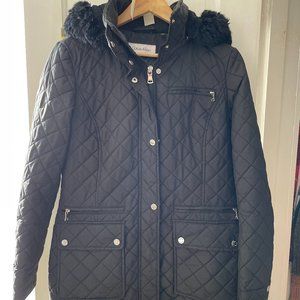 Calvin Klein Women's Black Hooded Coat (Size Small)
